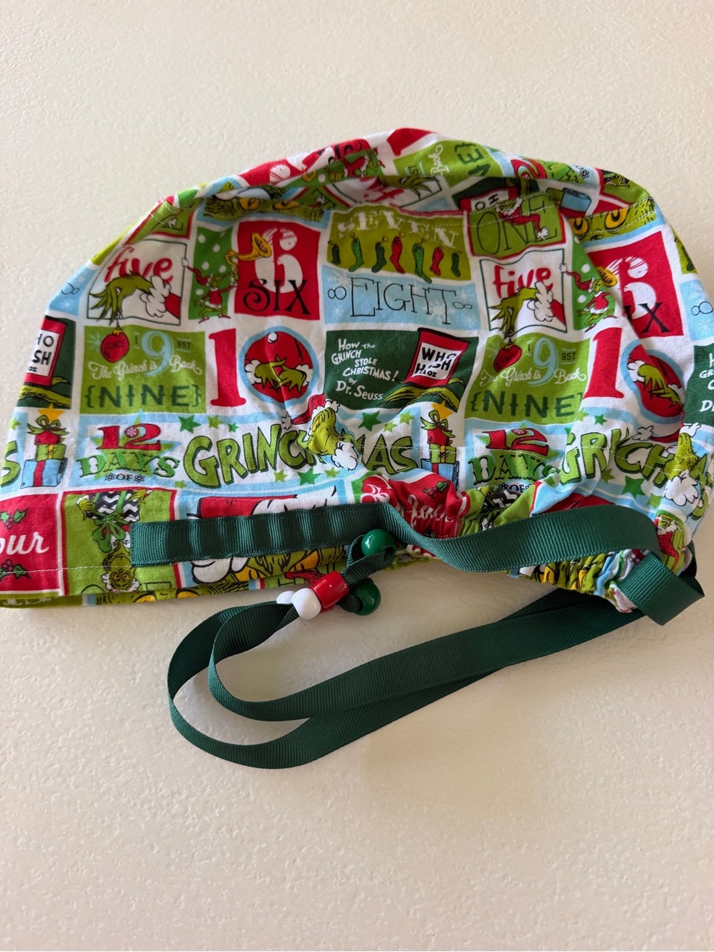 Holiday Scrub Cap - Green Multi Print